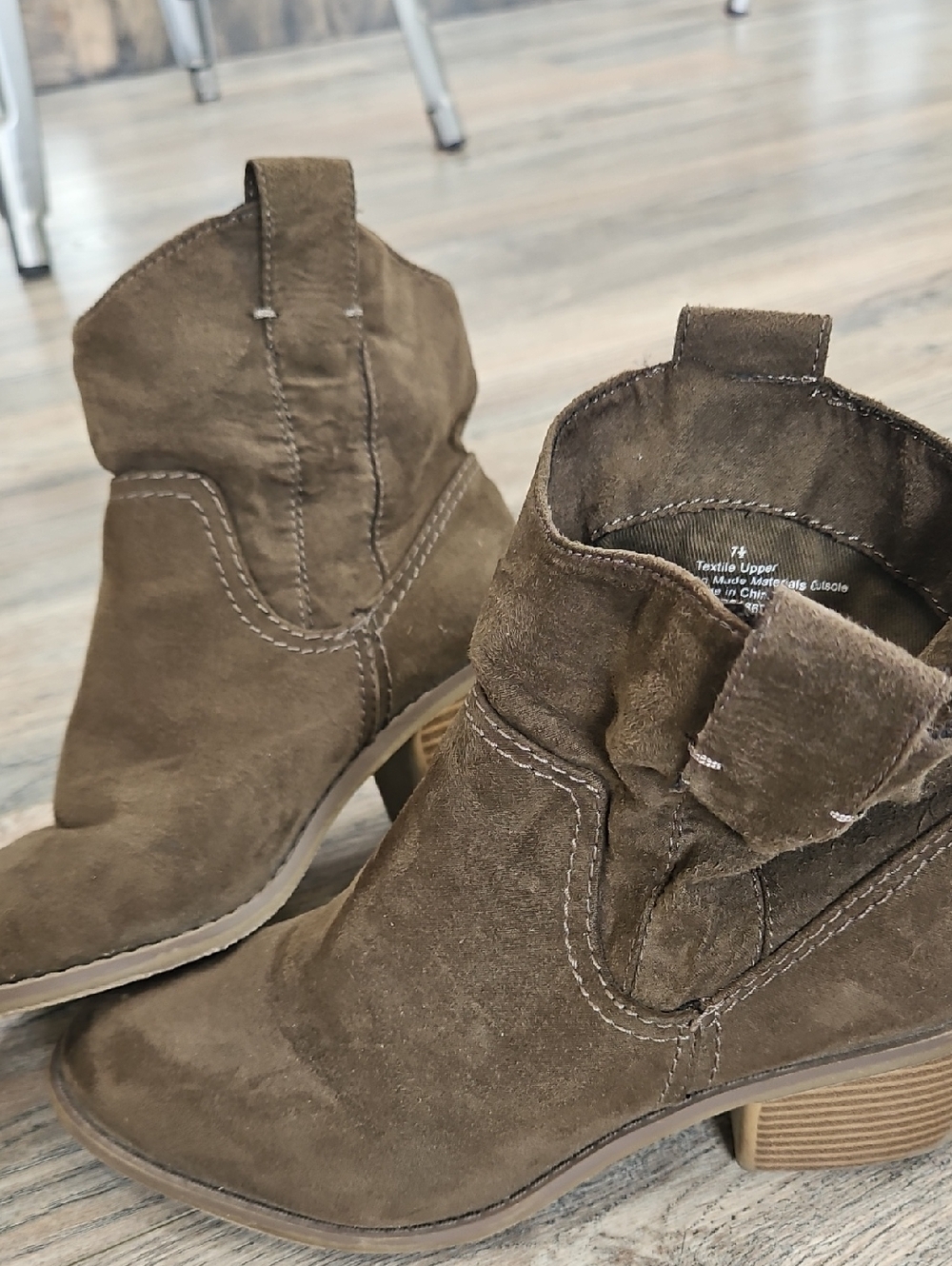 Olive Green Suede Ankle Boots